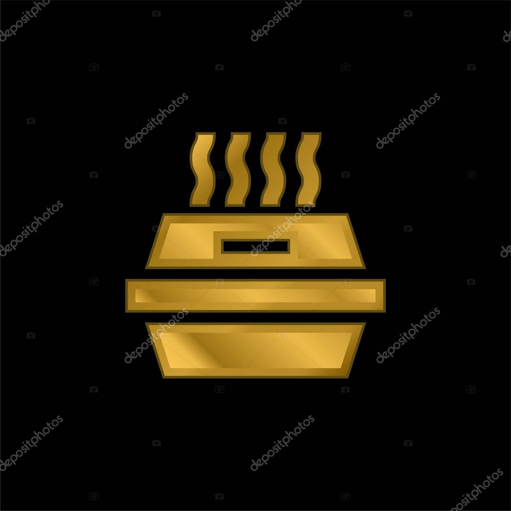 Box gold plated metalic icon or logo vector