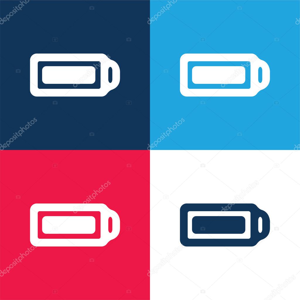 Battery Full blue and red four color minimal icon set