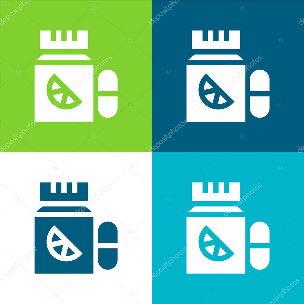 Bottle Flat four color minimal icon set