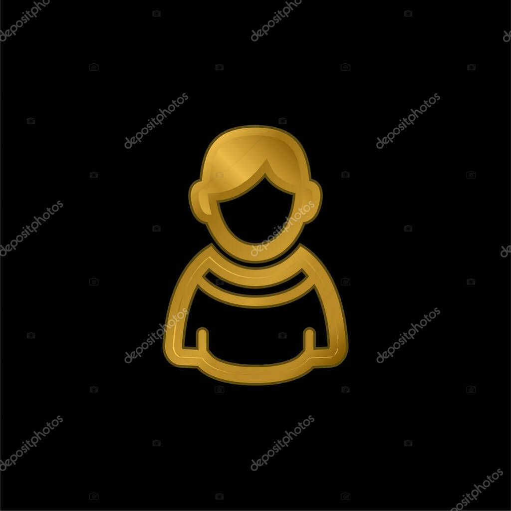 Boy gold plated metalic icon or logo vector
