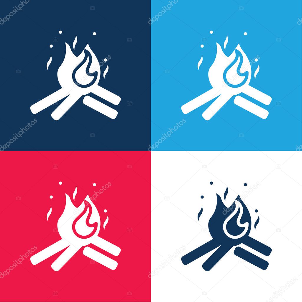 Bonfire blue and red four color minimal icon set