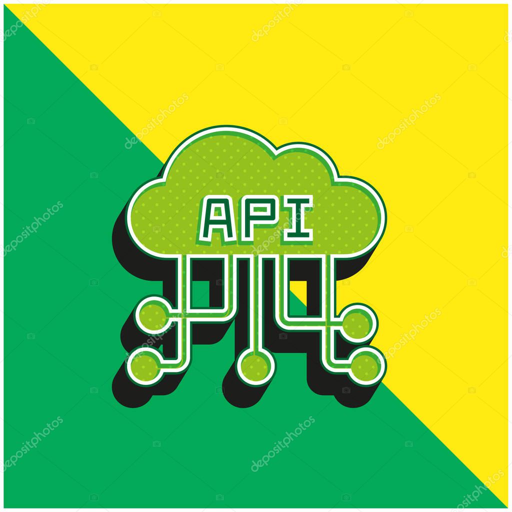 Api Green and yellow modern 3d vector icon logo