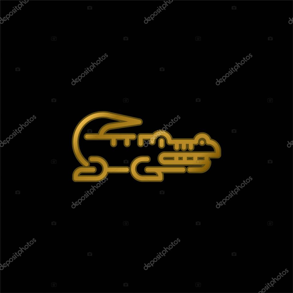 Alligator gold plated metalic icon or logo vector