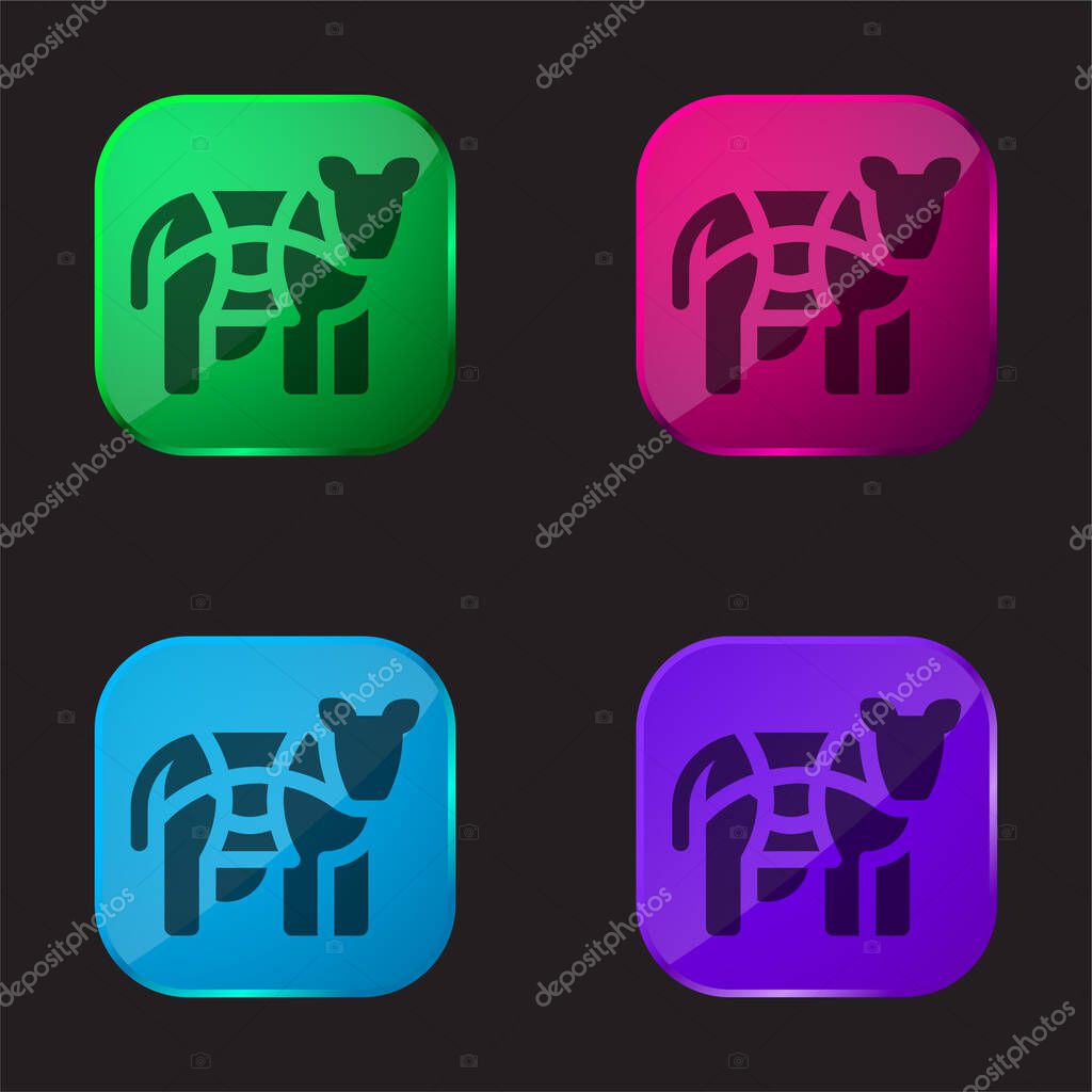 Beef four color glass button icon