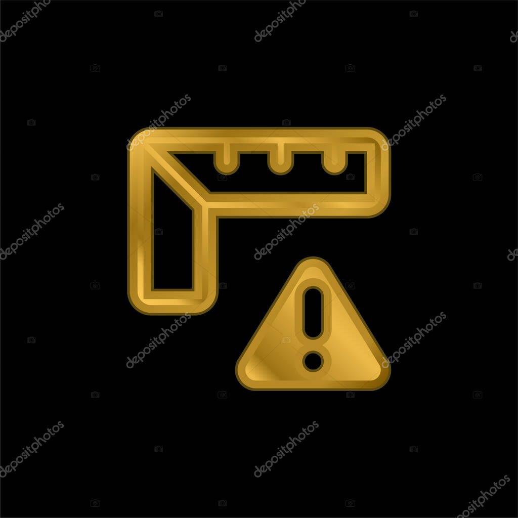 Alert gold plated metalic icon or logo vector