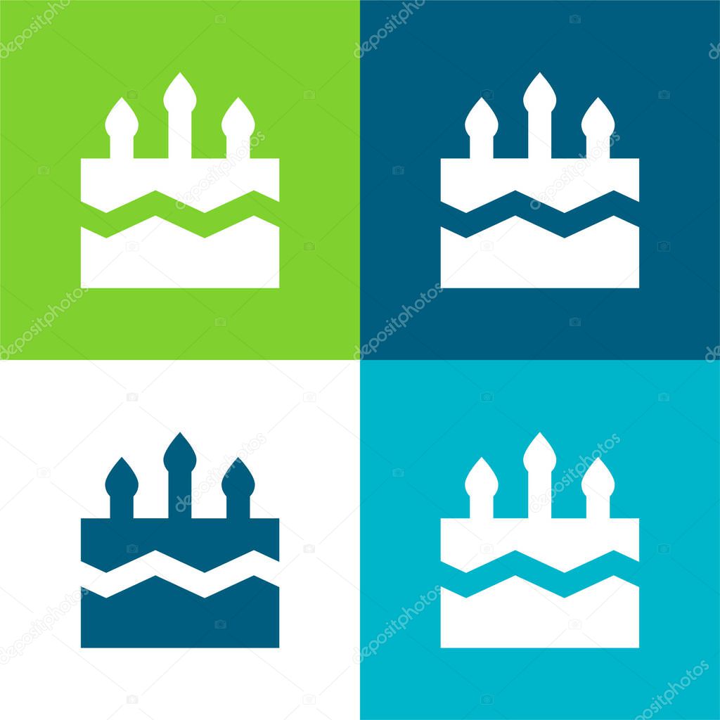 Birthday Cake Flat four color minimal icon set