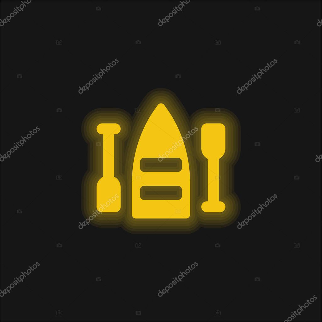 Boat yellow glowing neon icon
