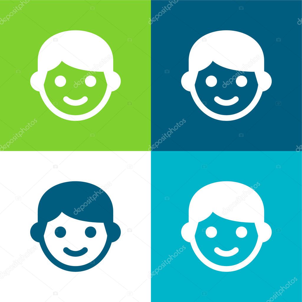 Boy Flat four color minimal icon set