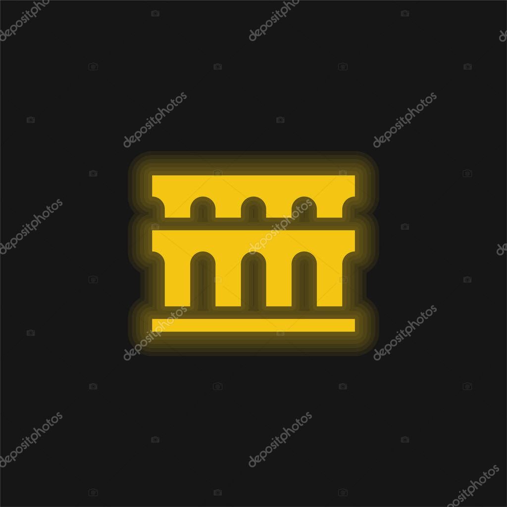 Aqueduct yellow glowing neon icon