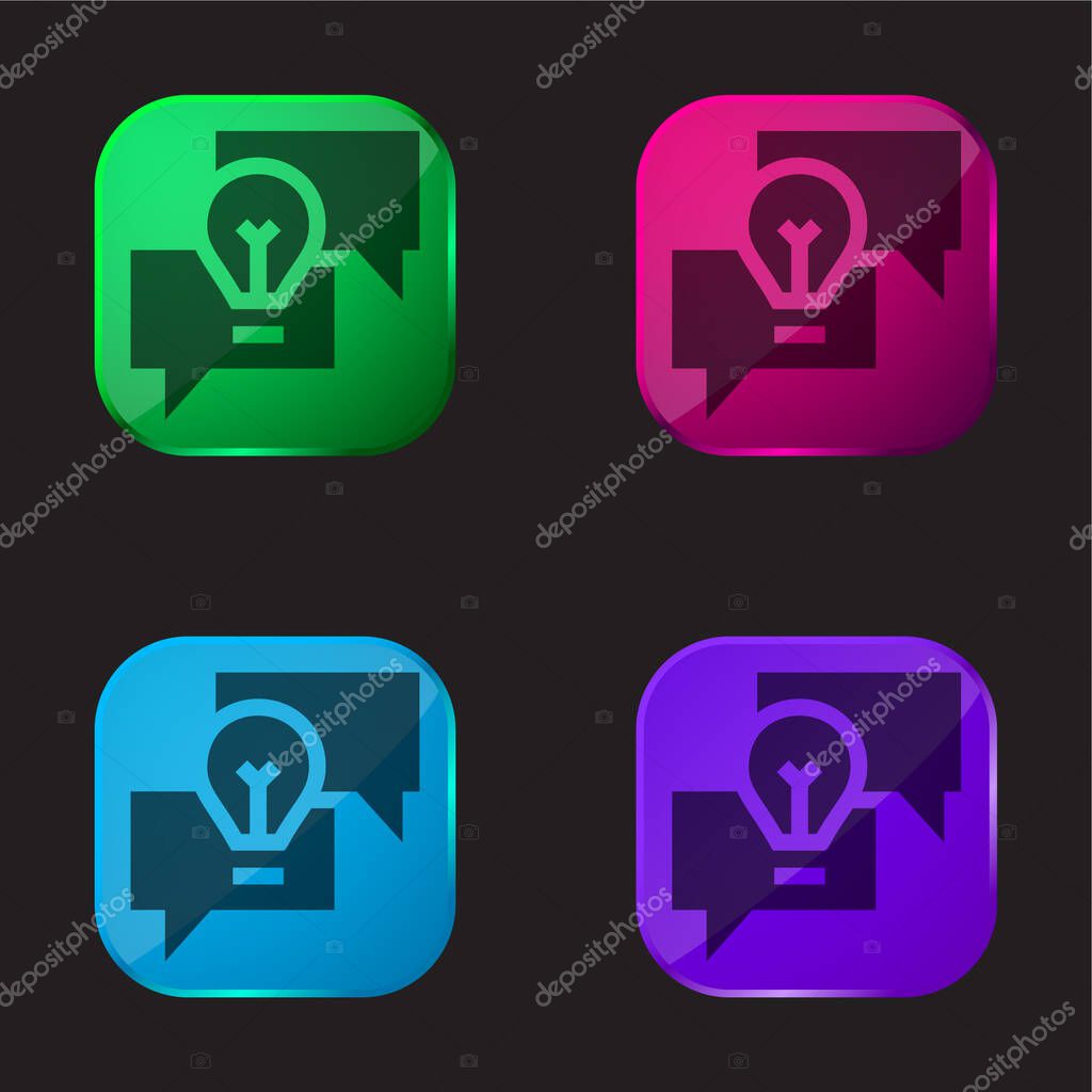 Brainstorming four color glass button icon