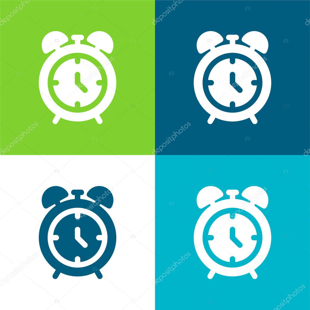 Alarm Clock Flat four color minimal icon set