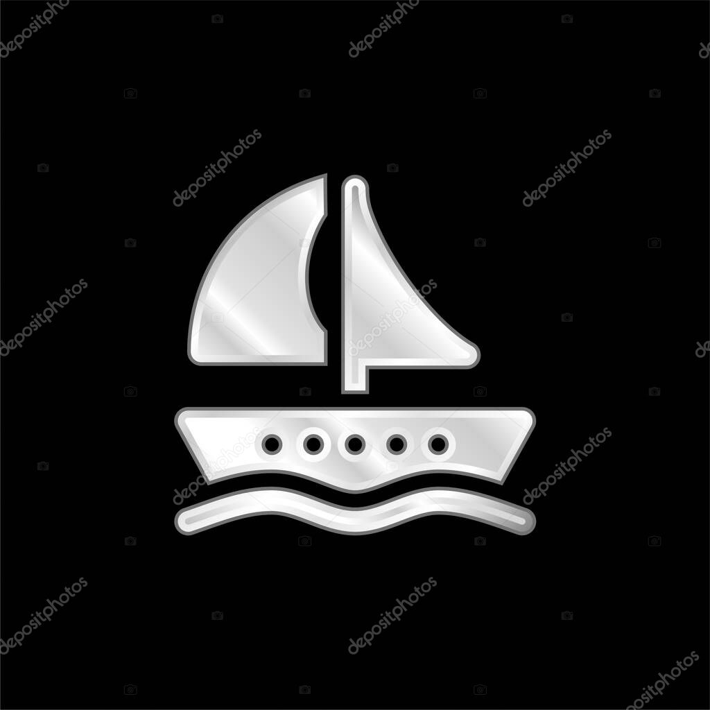 Boat silver plated metallic icon