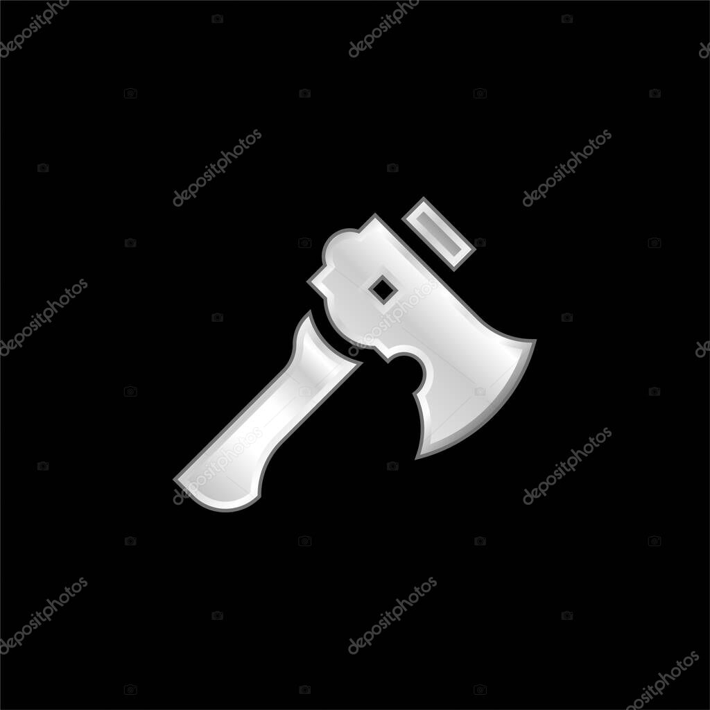 Axe silver plated metallic icon