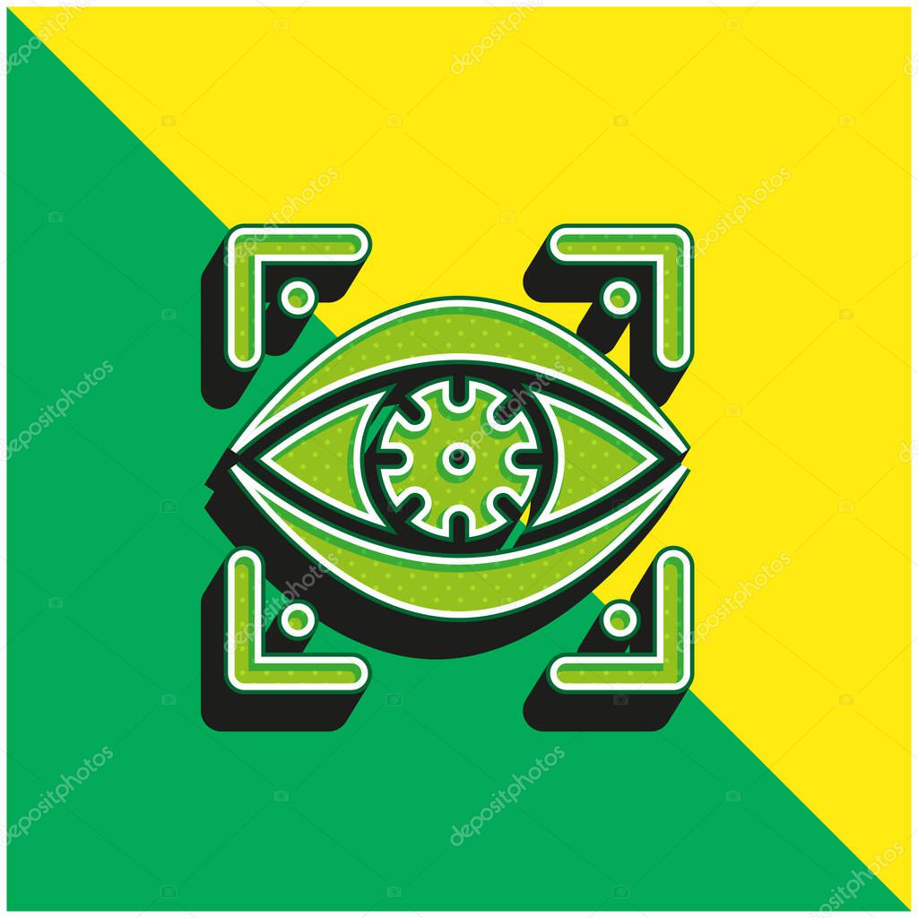 Bionic Eye Green and yellow modern 3d vector icon logo
