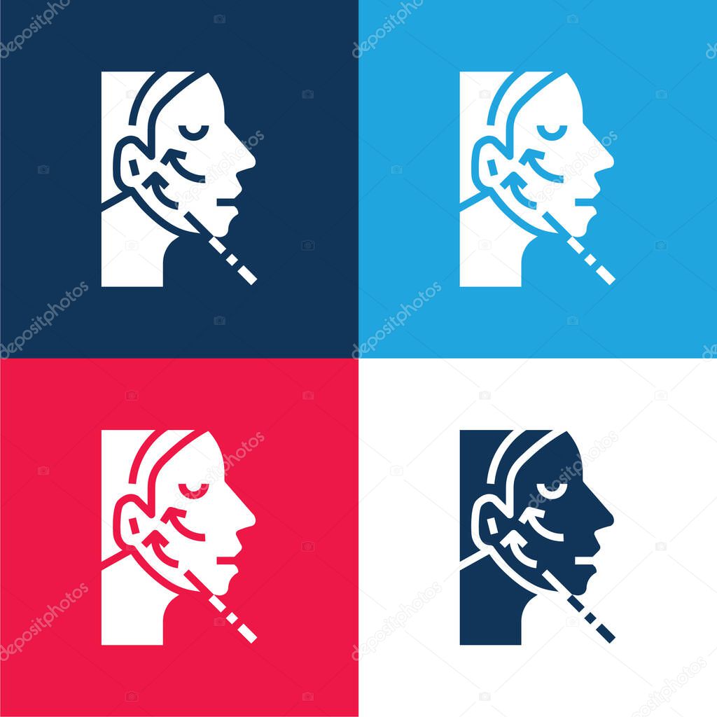 Botox blue and red four color minimal icon set