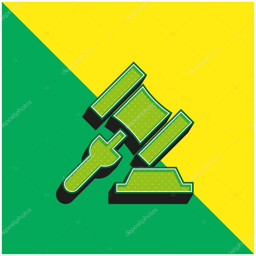 Auction Green and yellow modern 3d vector icon logo