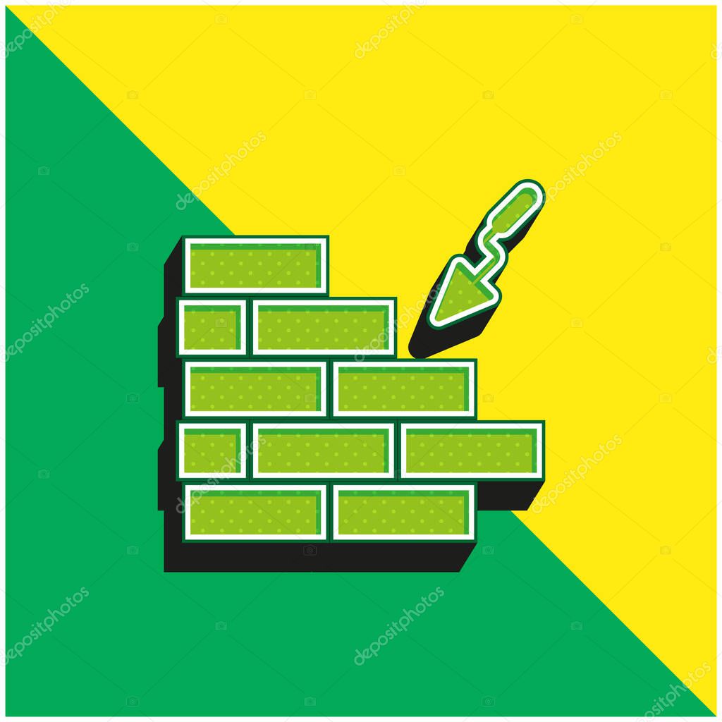 Brick Wall Green and yellow modern 3d vector icon logo