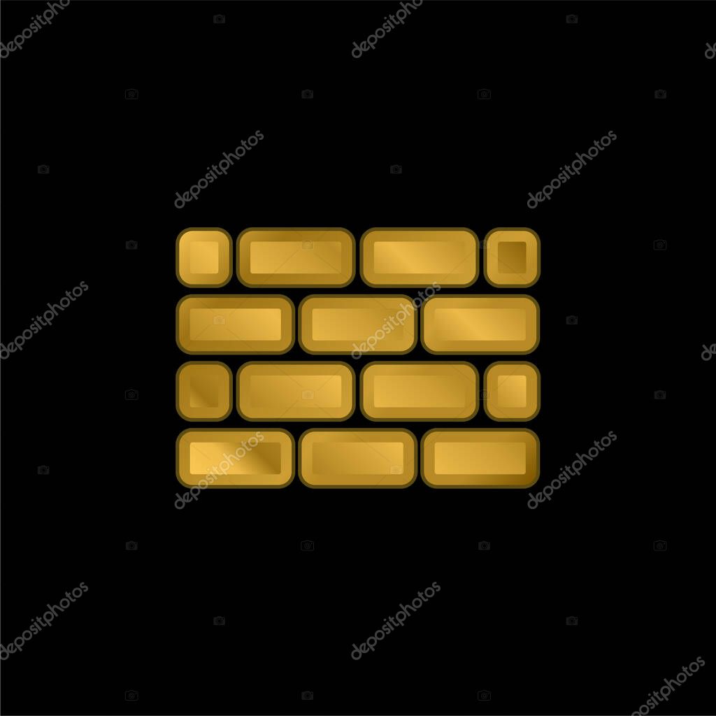 Brick Wall gold plated metalic icon or logo vector