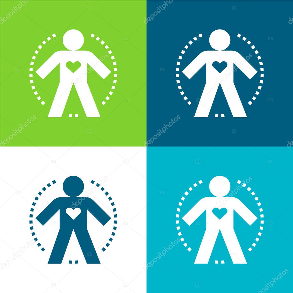 Body Flat four color minimal icon set