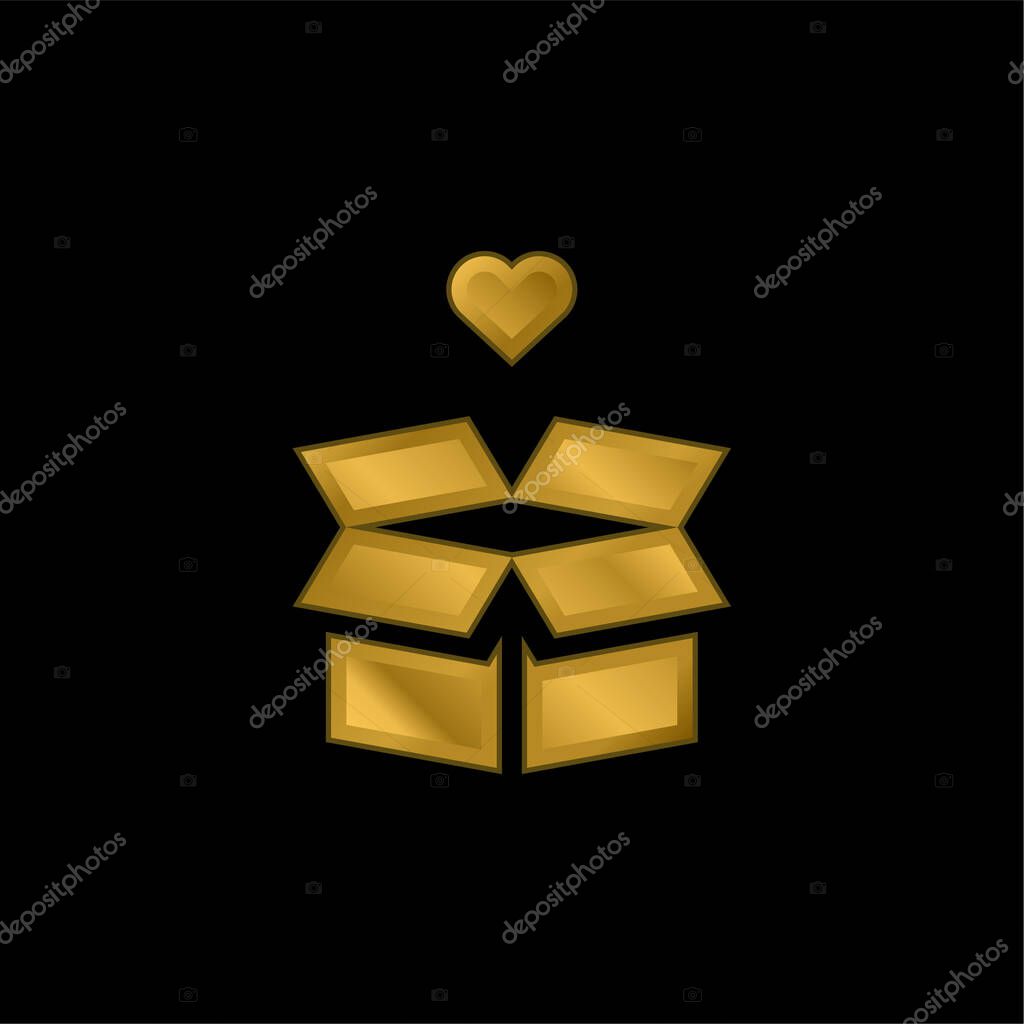 Box gold plated metalic icon or logo vector