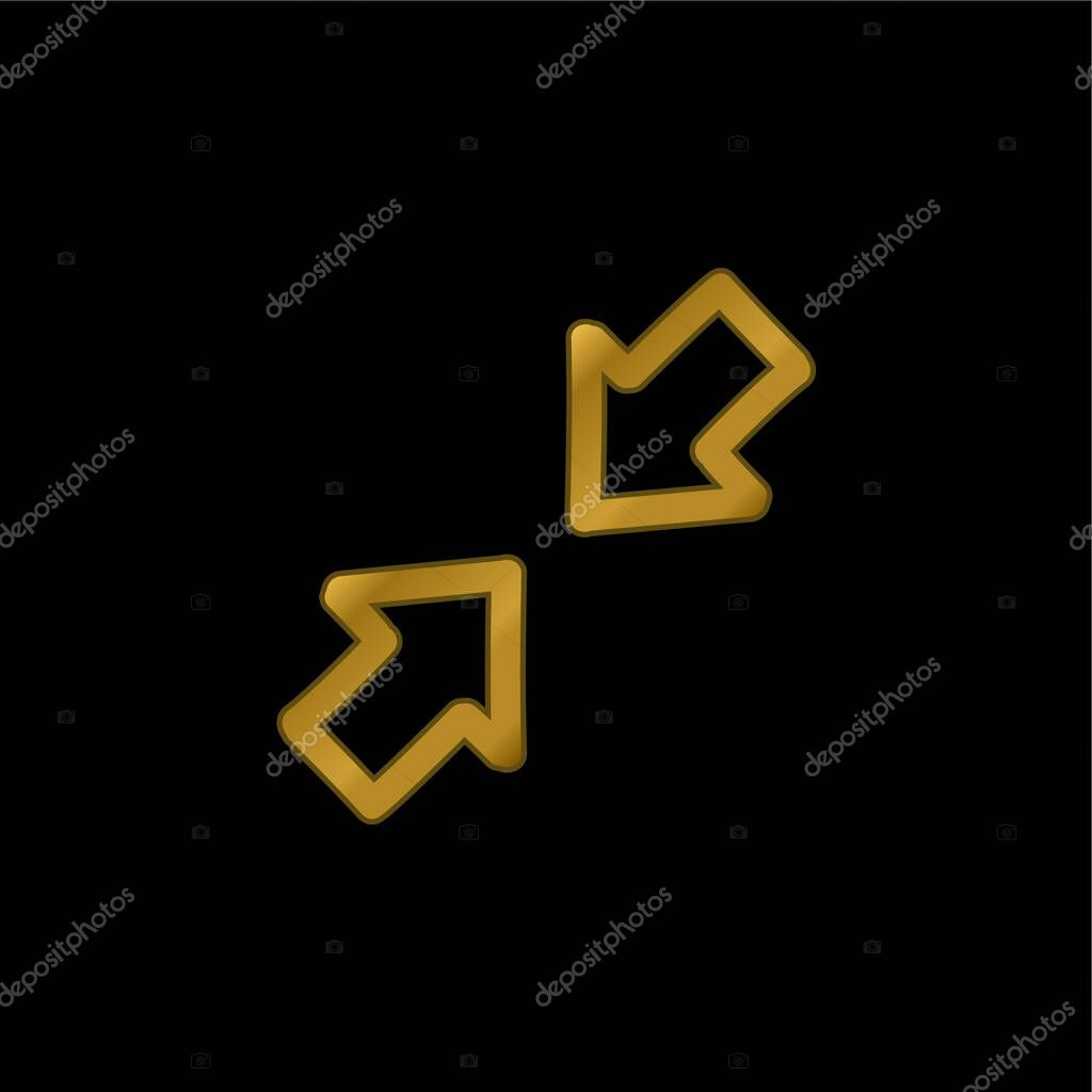 Arrows Hand Drawn Interface Symbol Outlines gold plated metalic icon or logo vector
