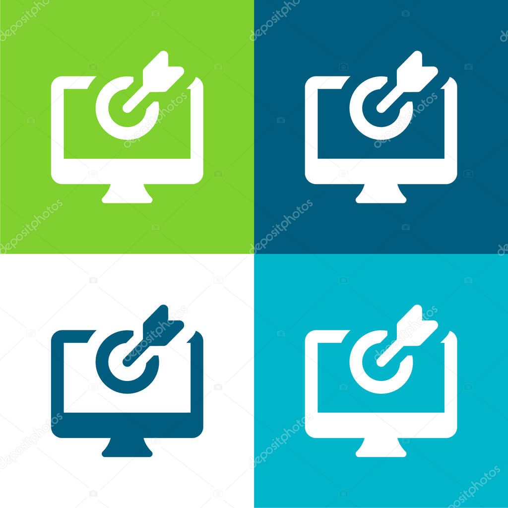 Arrow Flat four color minimal icon set