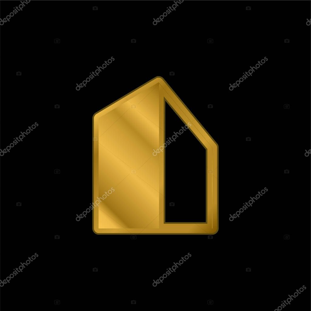 Big Building gold plated metalic icon or logo vector