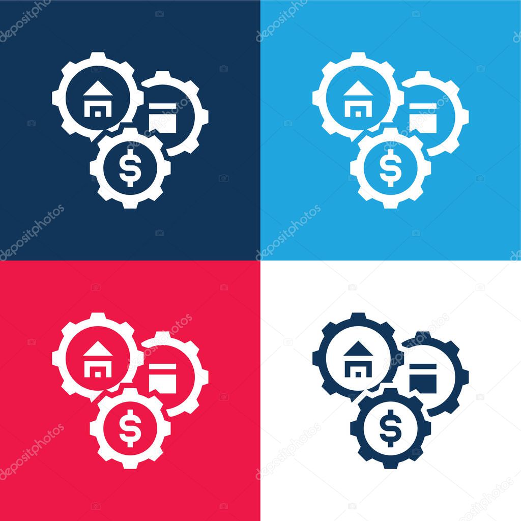 Assets blue and red four color minimal icon set