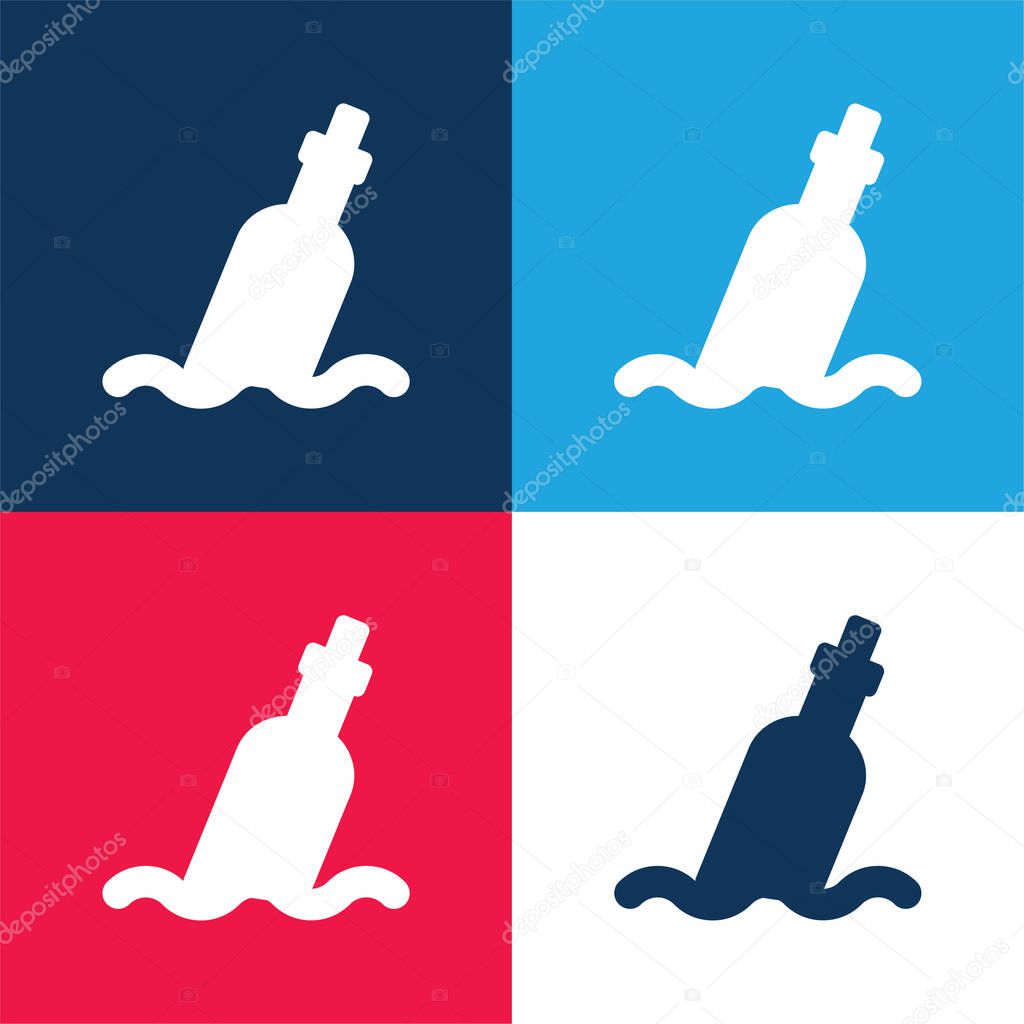Bottle blue and red four color minimal icon set