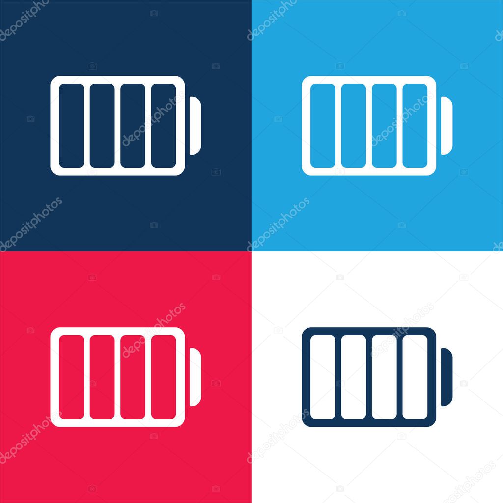 Battery With Four Empty Divisions blue and red four color minimal icon set