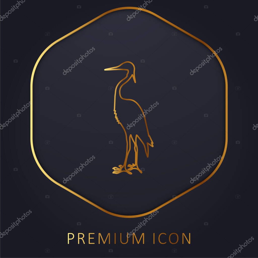 Bird Crane Shape golden line premium logo or icon