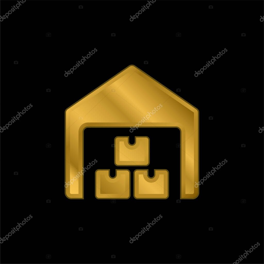 Boxes gold plated metalic icon or logo vector