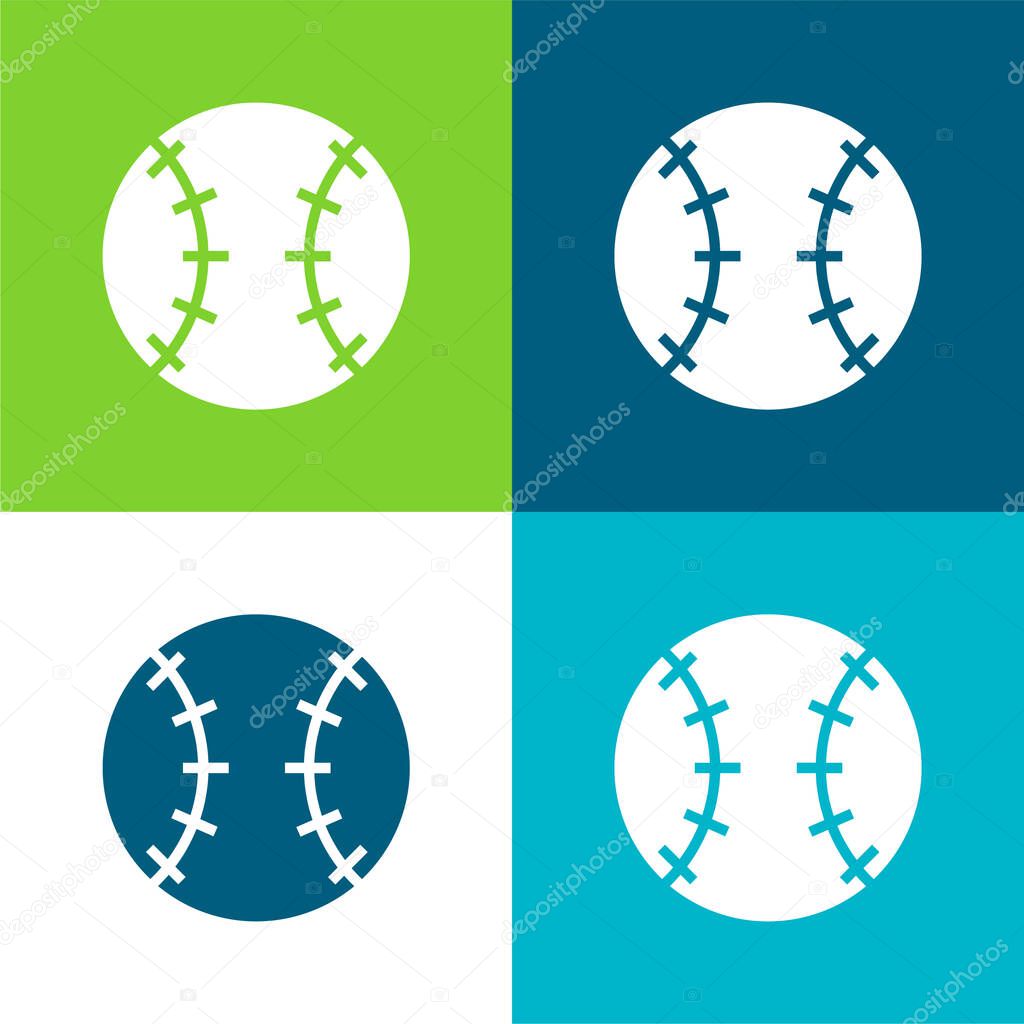 Baseball Ball Flat four color minimal icon set