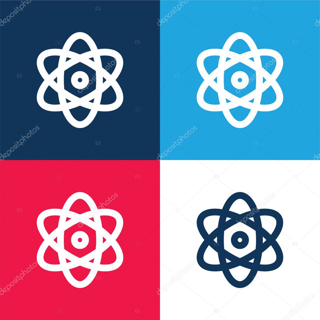 Atomic Energy blue and red four color minimal icon set