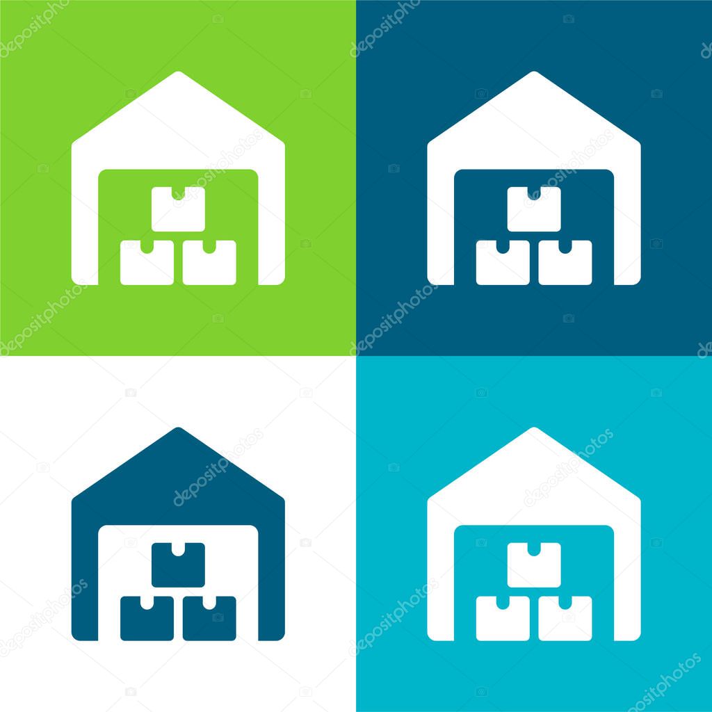 Boxes Flat four color minimal icon set