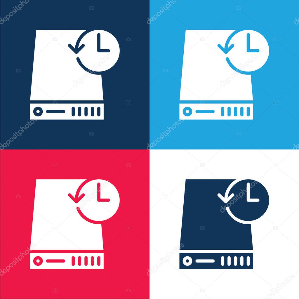 Backup blue and red four color minimal icon set