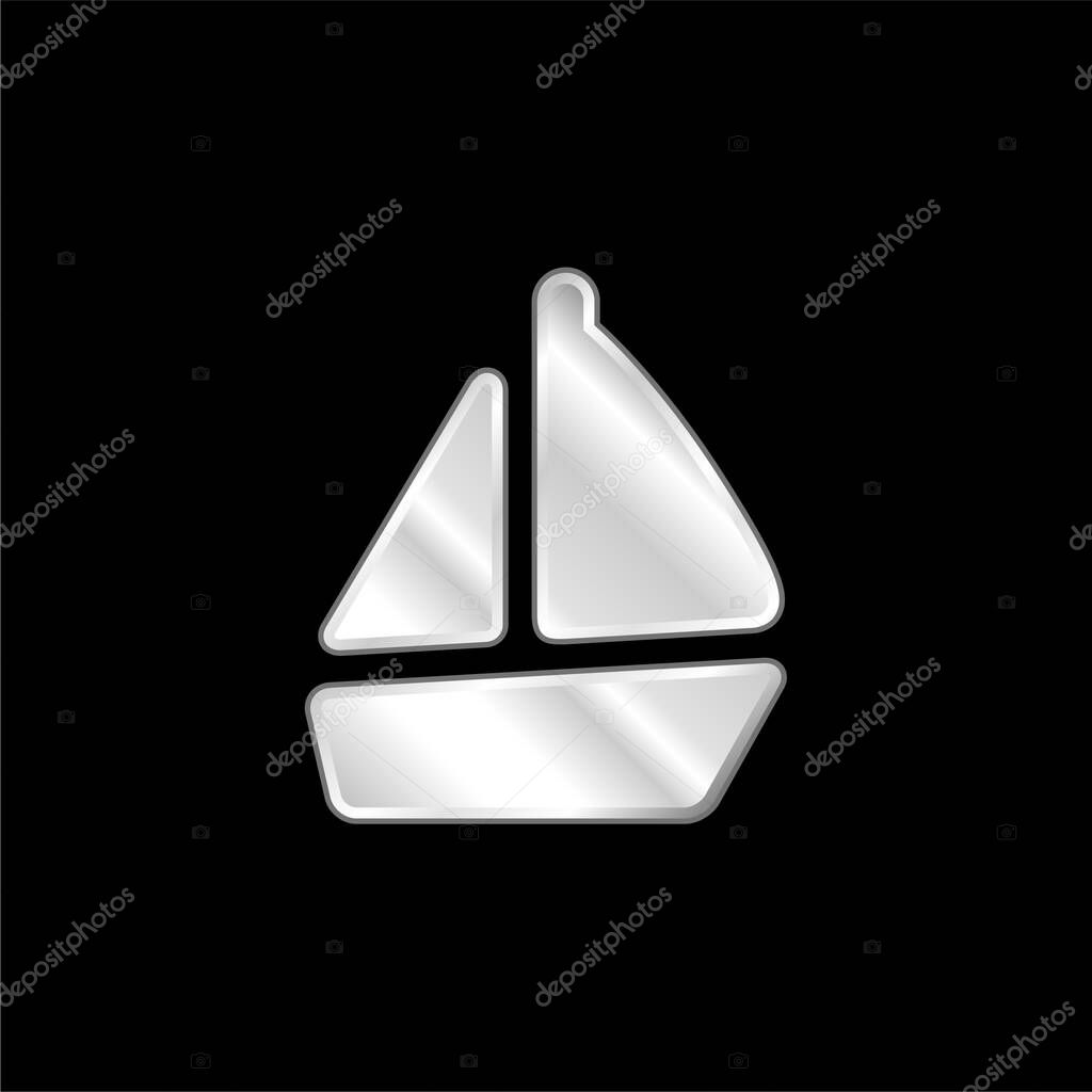 Boat silver plated metallic icon