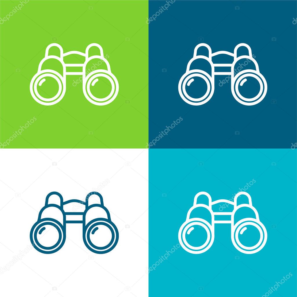 Binoculars Flat four color minimal icon set