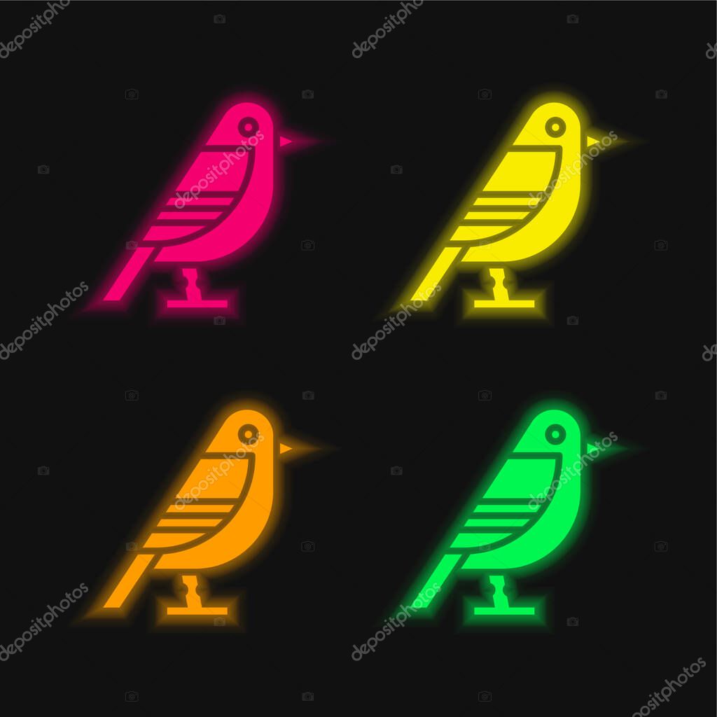 Bird four color glowing neon vector icon