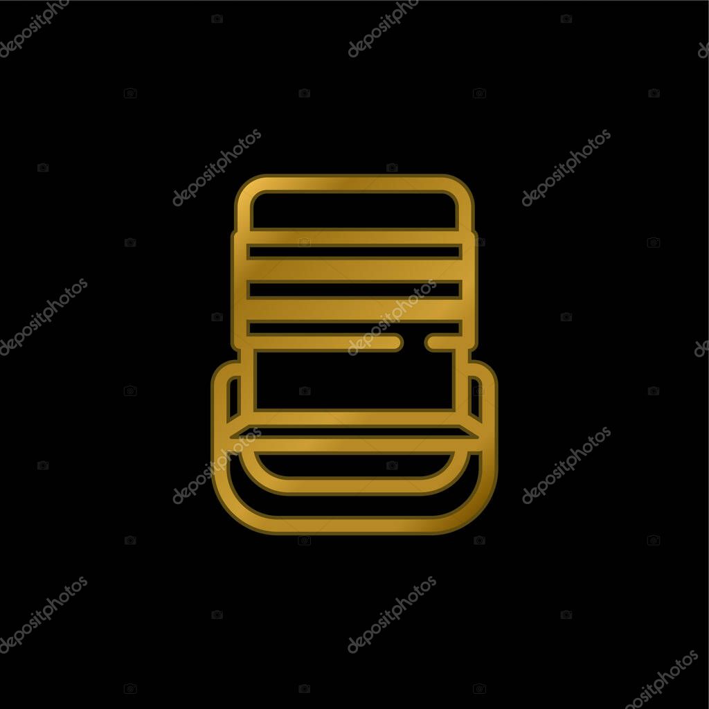 Beach Chair gold plated metalic icon or logo vector