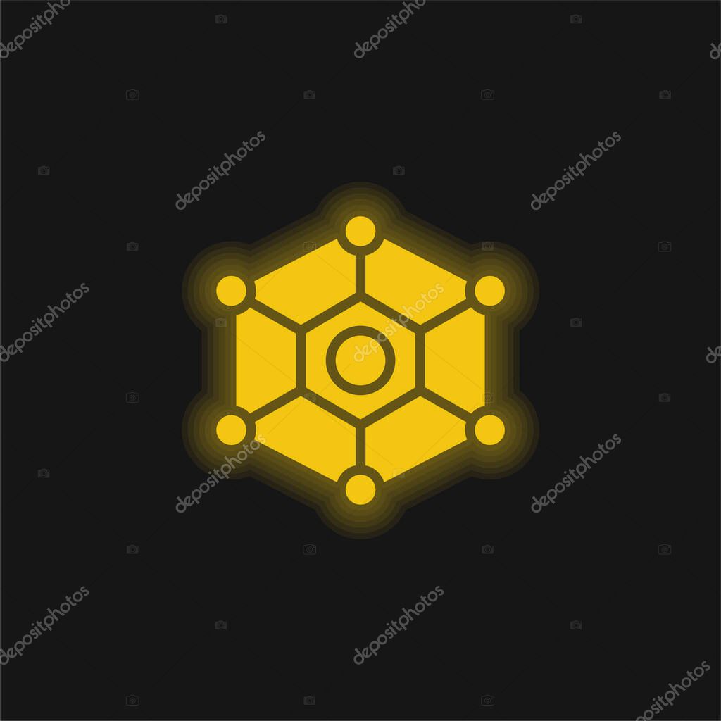 Atom yellow glowing neon icon