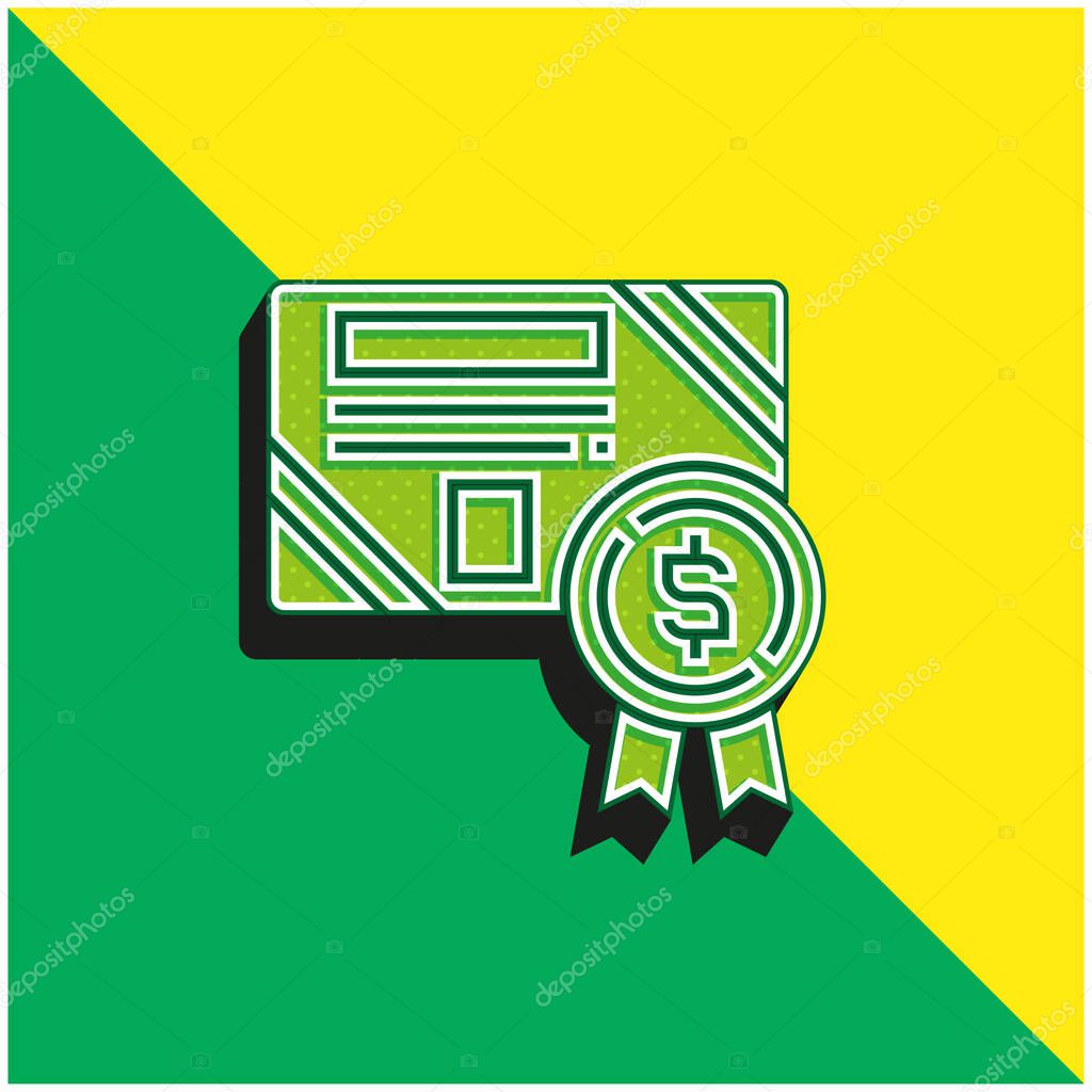 Bond Green and yellow modern 3d vector icon logo