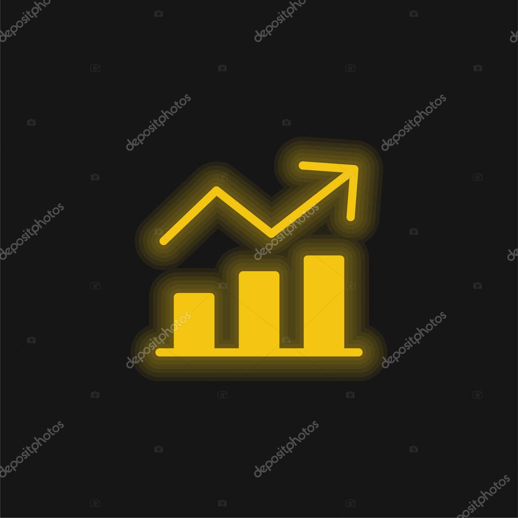 Analytics yellow glowing neon icon