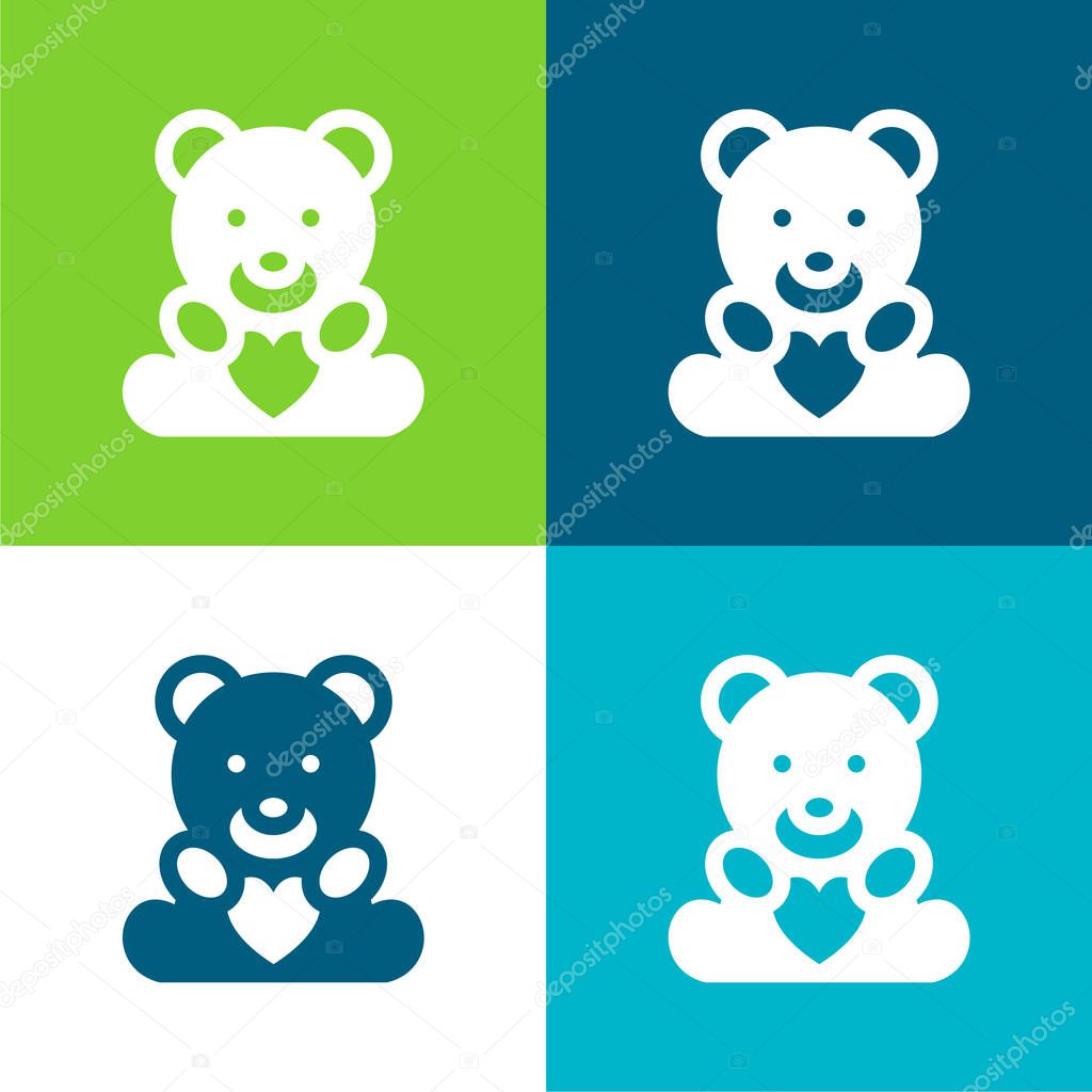 Beard With Heart Flat four color minimal icon set