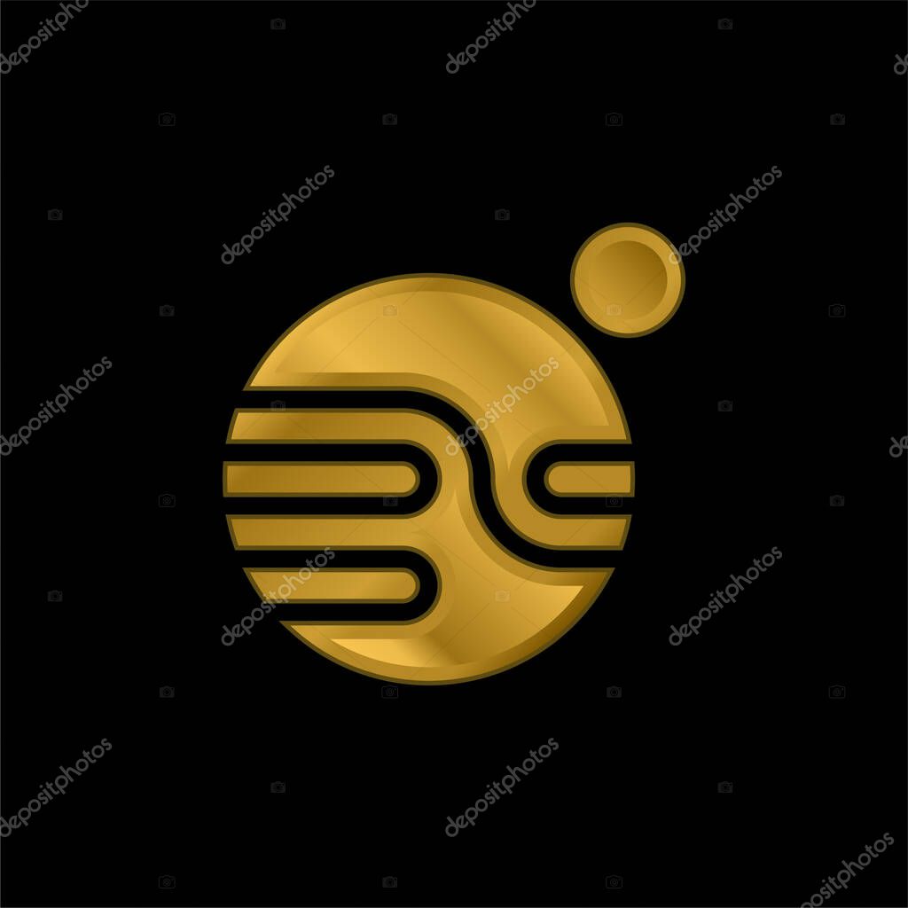 Astronomy gold plated metalic icon or logo vector