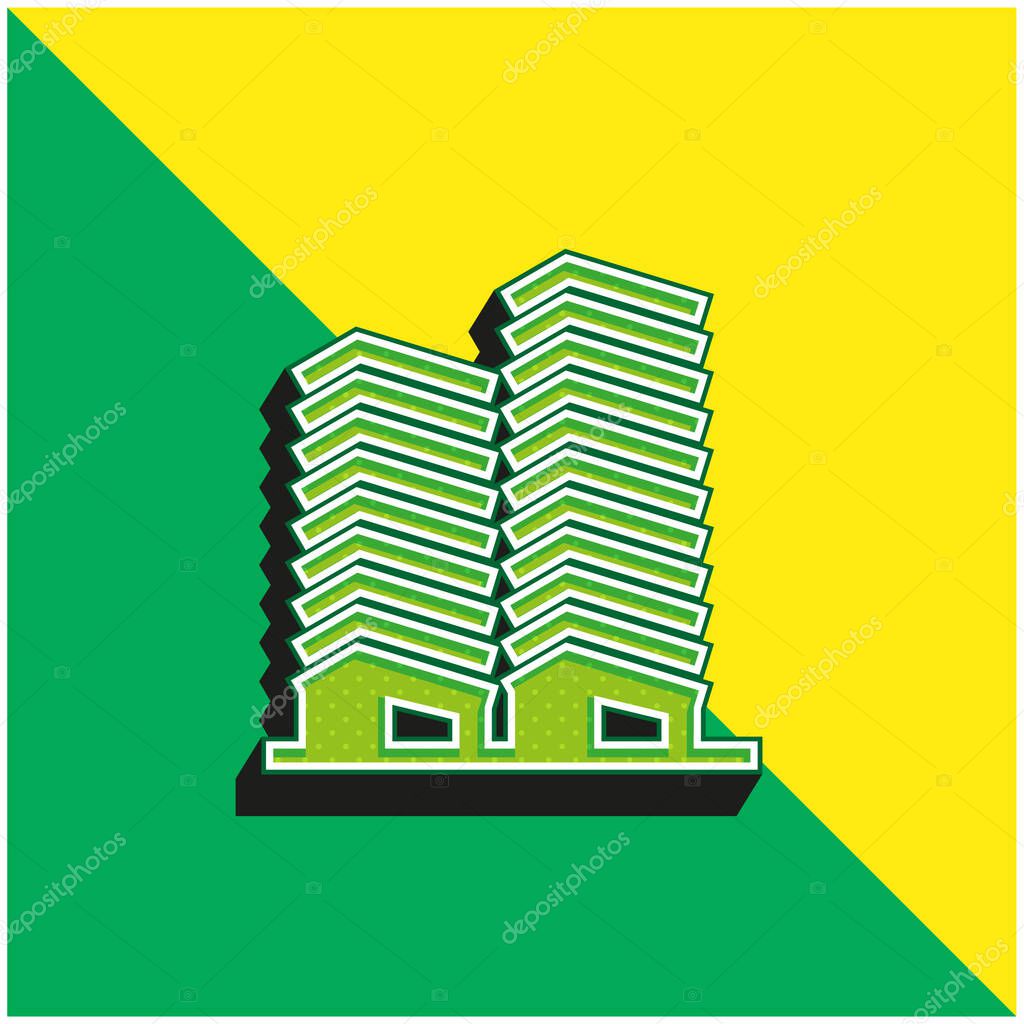 Apartments Green and yellow modern 3d vector icon logo