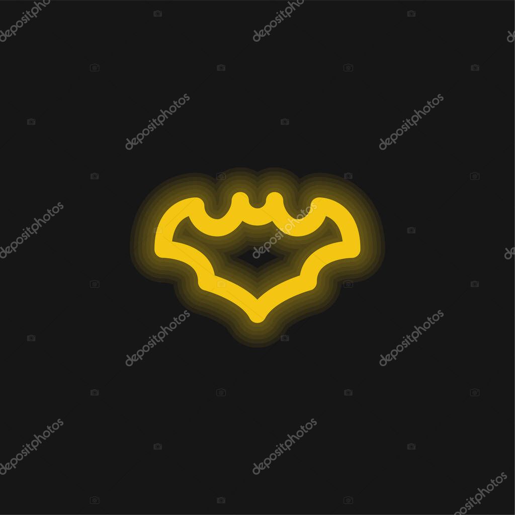 Bat yellow glowing neon icon