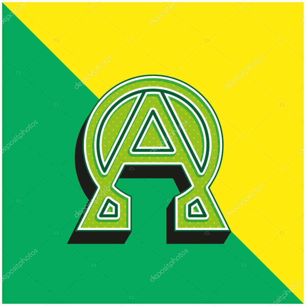 Alpha And Omega Green and yellow modern 3d vector icon logo