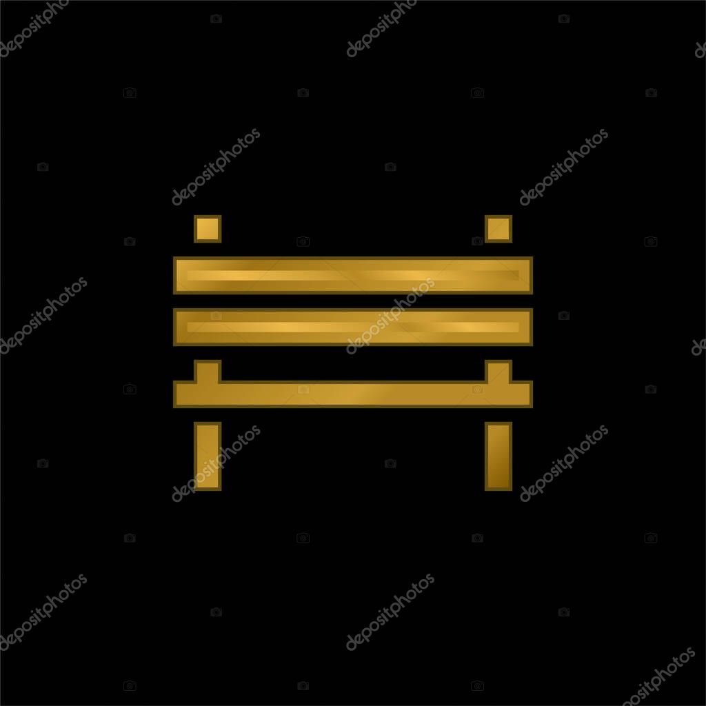 Bench gold plated metalic icon or logo vector