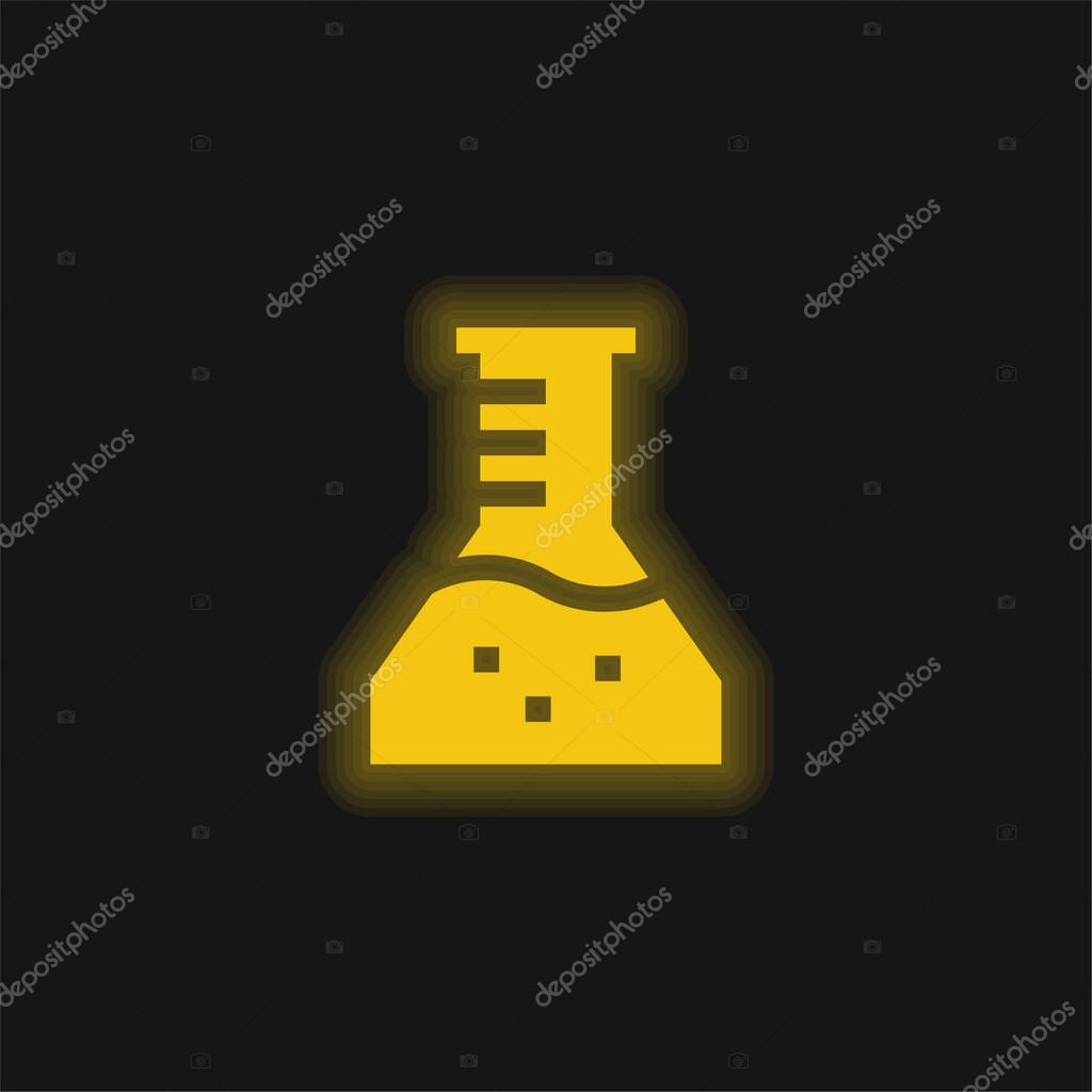Beaker yellow glowing neon icon